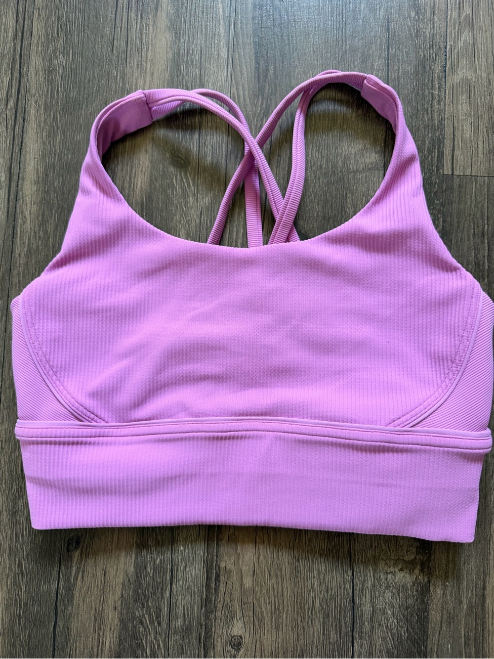Lululemon Energy Longline Ribbed Bra Dahlia Mauve Racer Back Medium Impact M